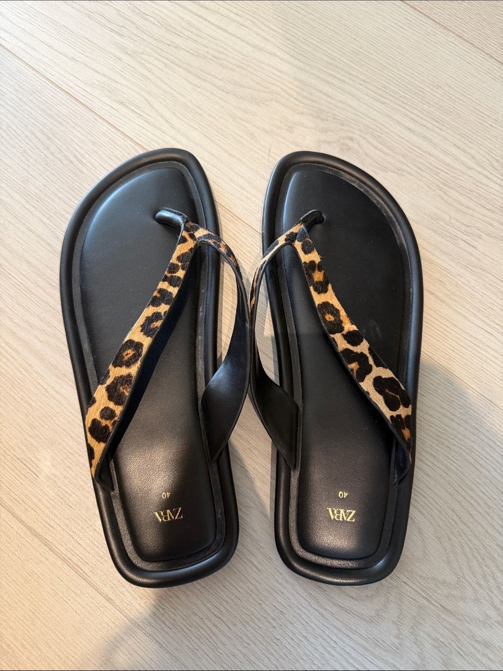 Zara Black Sandals with Leopard-Print Straps